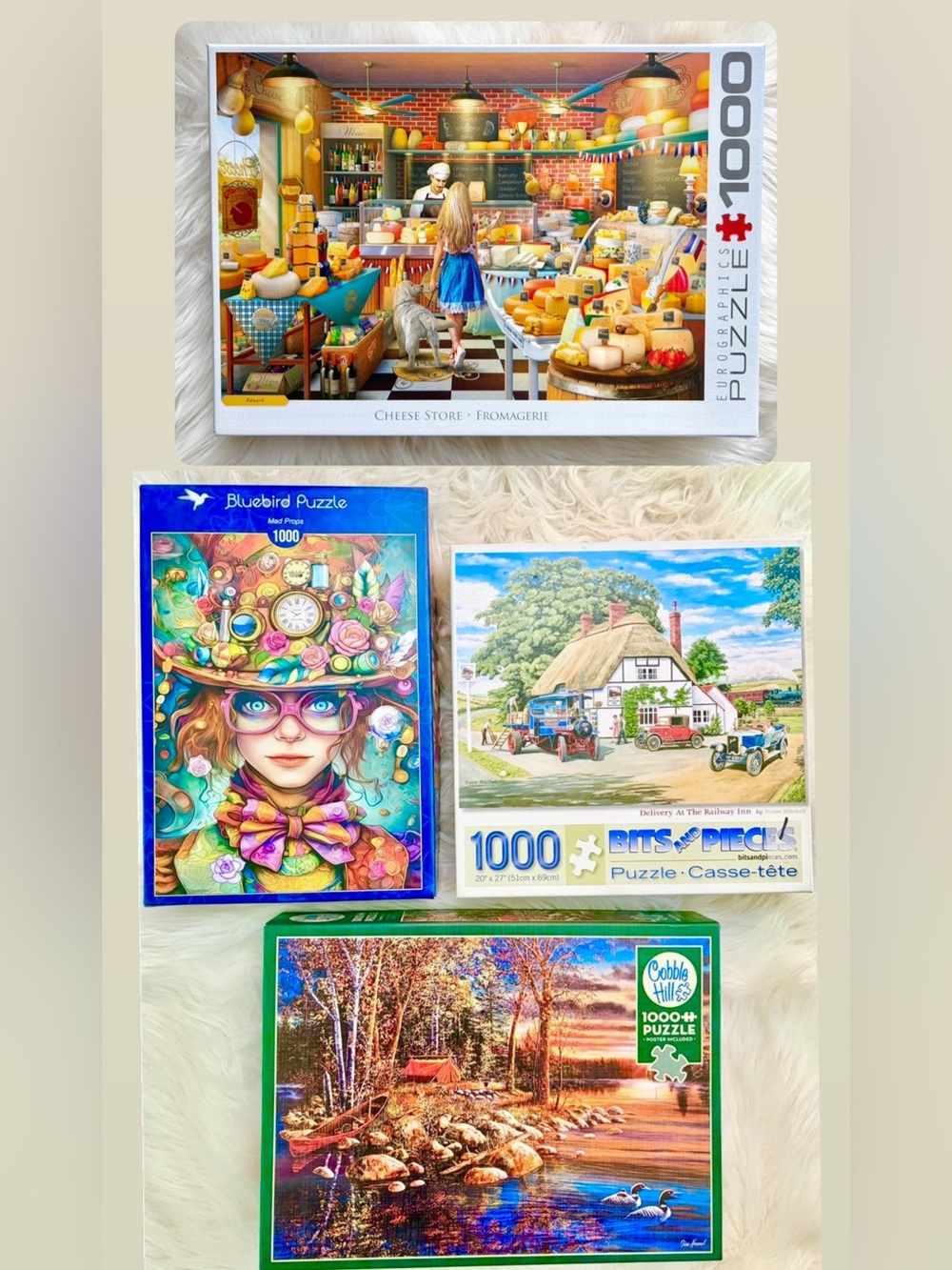 4 Puzzles - 1000 Pieces - Cobble Hill, Bluebird, Bits and Pieces, Eurographics